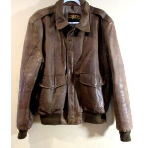 Vtg. Oakton Limited Bomber Jacket Men Lg Tall Brown Full Zip Leather